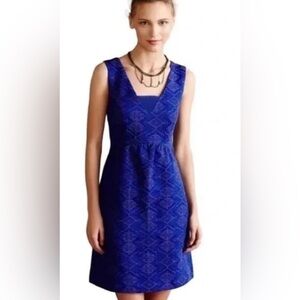 Maeve Blue V-Neck Sheath Midi Dress